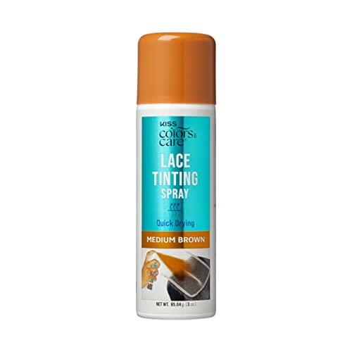 KISS Colors & Care Quick Drying Lace Tinting Spray Medium Brown 3 oz. - Blends Lace Seamlessly Washes Out Easily Smudge-Free Formula Sweat Resistant Natural Look Buildable Coverage