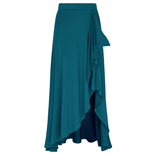 Agoky Falda Irregular de Danza para Mujer Falda Larga de Baile Flamenco Latino Tango Sevillanas Faldas Danza del Vientre Dancewear Verde M