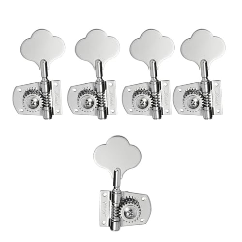 Cloverleaf Left Handed 5 String Bass Guitar Tuners Bass Tuning Machine Heads 5 String Bass Tuning Keys Pegs for American Standard/Highway One Series JB Jazz Bass/PB Precision Bass Chrome 4L1R