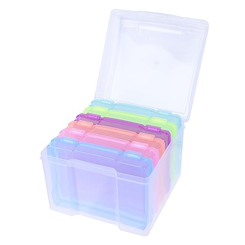 DOITOOL 5x7 Photo Storage Box Compact Light Organize Photos/postcards Plastic Id Case for Neat Desktop/drawer