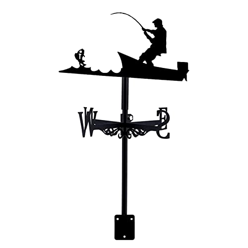 YDHNB Metal IR a Pescar Veleta de Viento Indicadores de Dirección del Viento Veleta Meteorológica Diseño Hueco Tallado para Jardín Patio Trasero Color Negro Cover