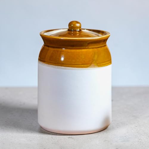 Image of Big 8 kg ceramic jar for Kitchen Storage - 8 L Large Pickle Jar - Martban Container for Pickles, Chutneys & Sauces (8000 ml)