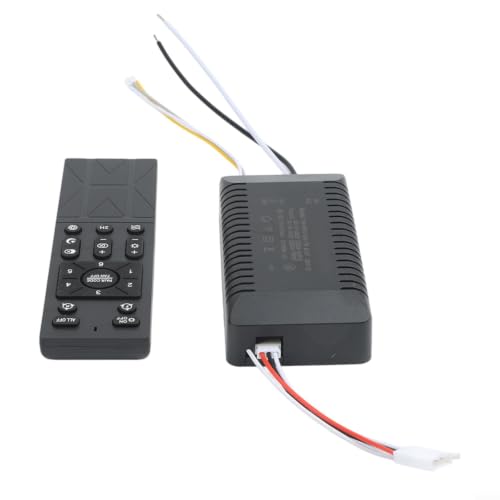 Ventilador de techo mando distancia motor DC 24V transformador luz LED negro 8