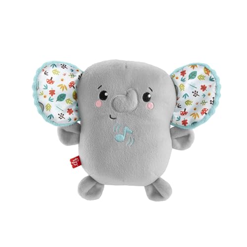 FISHER-PRICE Schlummer Elefant-Spieluhr - Plüschelefant mit beruhigender Vibration, bis zu 10 Minuten Musik und Geräusche, Lautstärkeregler, maschinenwaschbar, für Neugeborene ab der Geburt, HML65