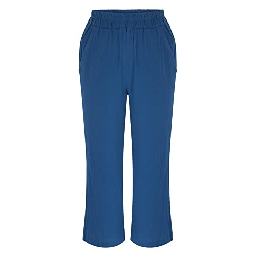 LULER Damesbroek met elastische taille, effen, retrozak, rechte pijpen, losse broek Alphaskin damesbroek - Afbeelding 3