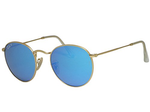 Ray Ban RB3447 Round Metal 112/4L Matte Gold Polarized Sunglasses 50mm