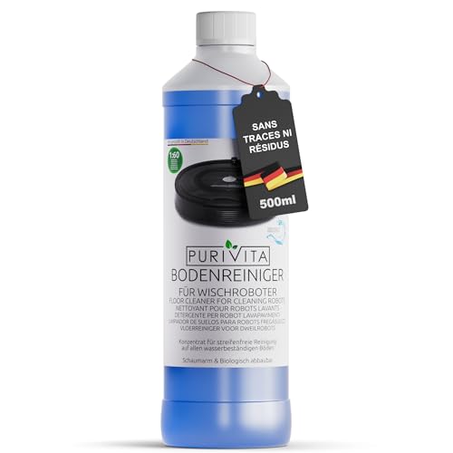 PURIVITA® Produit Robot Laveur Sol [500ML] - Détergent Robot Laveur - Produit Nettoyant Aspirateur Laveur - Concentré de Détergent Pour Tous les Robots Lavants -...