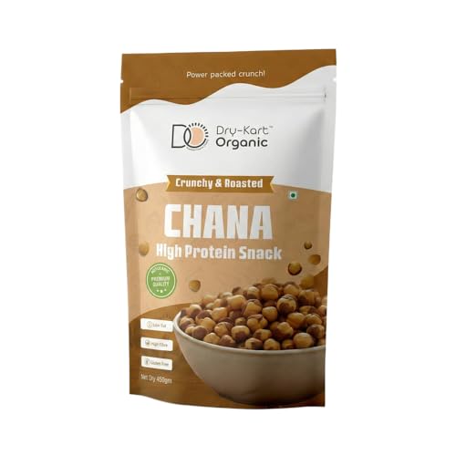DRY-KART ORGANIC Roasted Chana (Bengal Gram) 350g | Premium Crunchy Super Snack | High Protein & High Fibre | Low Fat | Gluten-Free | Healthy Traditional Indian Snack