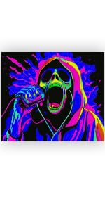 WEBEEDY Horror Face Glow in The Dark Tapestry UV Reactive Skull Aesthetic Tapestry Halloween Glowing Art Poster Party Backdrop 59"X51"/150X130cm - Image 7