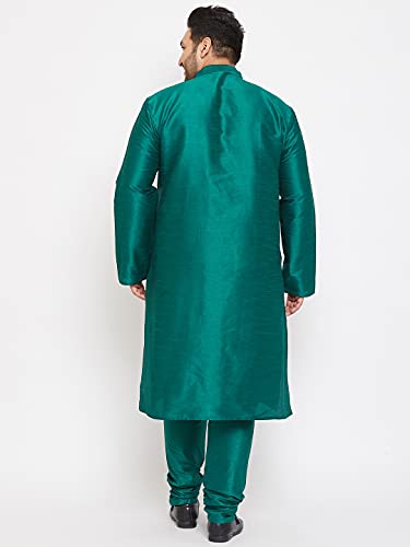 Image of VASTRAMAY Plus Size Men's Silk Blend Kurta Set-New Green