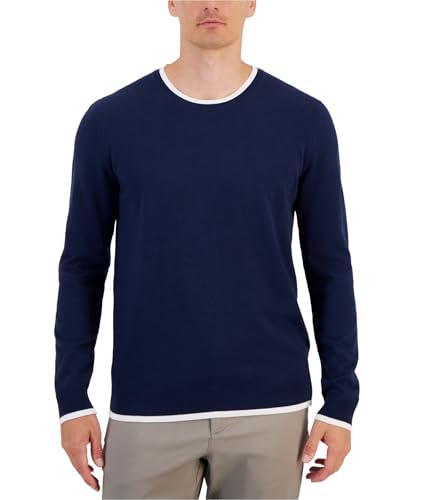 Alfani Mens Contrast Edge Pullover Sweater, Blue, XXX-Large