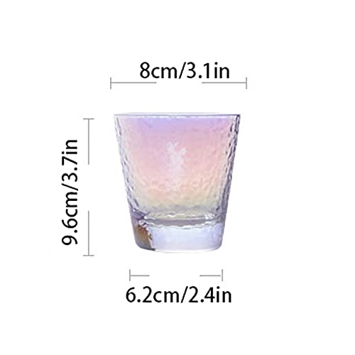Set de 6 vasos de vidrio martillado colorido 250 ml miniatura 2