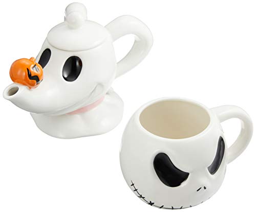ディズニー 「 ナイトメア・ビフォア・クリスマス 」 ゼロ&ジャック ティーポット&マグカップ セット箱入 白 SAN2942のサムネイル