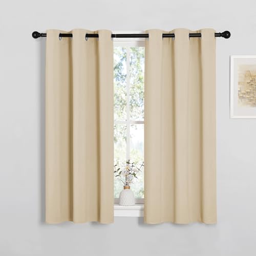 PONY DANCE Short Eyelet Kitchen Curtains Thermal Insulated Noise Reduce Privacy Curtains for Bedroom Home Decor, W 34" x L 45", 2 Panels, Biscotti Beige - Cosy Home Interiors PONY DANCE Short Eyelet Kitchen Curtains Thermal Insulated Noise Reduce Privacy Curtains for Bedroom Home Decor, W 34" x L 45", 2 Panels, Biscotti Beige