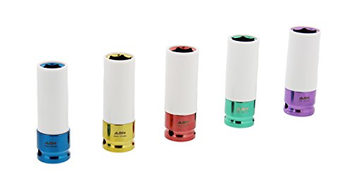 image for ABN 1/2in Impact Drive Lug Nut Socket 5-Piece Set – Non-Marring, Col