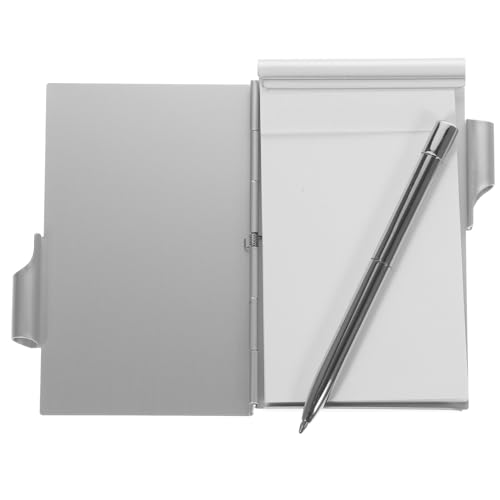 ELAYARD アルミ製ポケットノートブック ペン付き携帯メモ帳 便利なミニメモパッド オフィス 学校 家用 耐久性高く破れやすいメモ用付 タス