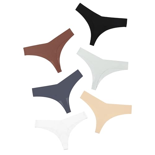 Image of DEANGELMON Seamless Thongs for Women No Show Thong Underwear Women Comfortable Multiple Pack