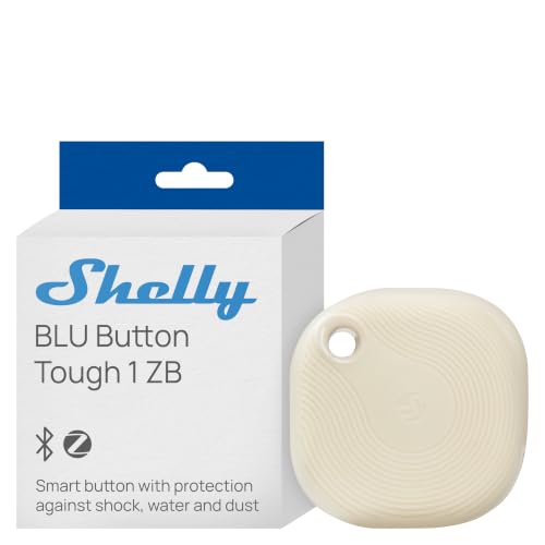 Shelly BLU Button Tough 1 ZB Avorio - Pulsante Bluetooth & Zigbee per Scene Smart, Domotica, IP54, Ampia Portata 10–30m, Fino a 4 Click Preimpostati, Telecomando, Gateway Richiesto, Protocollo BTHome