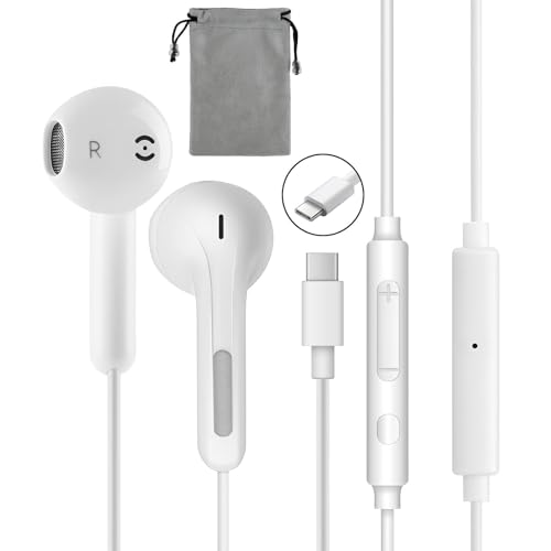 Écouteurs USB-C filaires avec Microphone et contrôle du Volume, écouteurs Intra-Auriculaires...