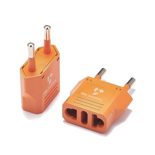 United States to Morocco Travel Power Adapter to Connect North American Electrical Plugs to Moroccan Outlets for Cell Phones, Tablets, eReaders, and More (2-Pack, Orange)
