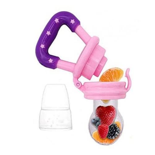 Chupeta Alimentadora Mordedor Porta Frutas para Bebês Bico de Silicone (Rosa)