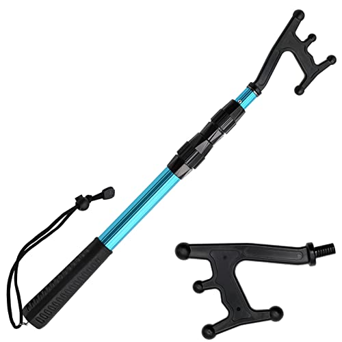 Image of SAN LIKE Telescopic Boat Hook,Aluminum Lightweight Push Pole with Floating Non-Slip Plastic Hand Grips for Docking,3-Stage Pole-Blue