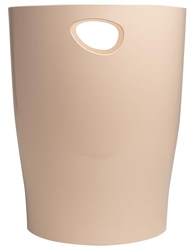 EXACOMPTA - 1 Papierkorb mit Griffen ECOBIN Skandi - Großes Fassungsvermögen 15 Liter - Maße 26,3 x 26,3 x 33,5 cm - für Büro oder Zuhause - Farbe Nude