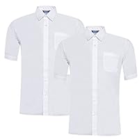 Ayra: Boy's School Non Iron Long Sleeve or Shorts Sleeve Shirt (Pack of 2) (13.5\" (11/12 Years), Short Sleeve)