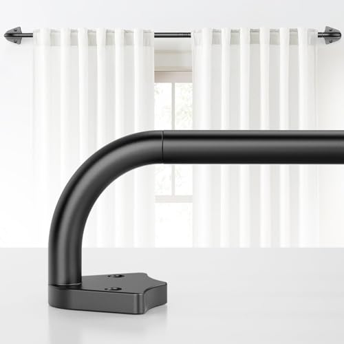 Blackout Curtain Rods for Windows 36-48 5/8 inch Small Matte Black Wrap Around Curtain Rod Curved Room Darkening Single Window Rod for Bedroom Kitchen(36-48)