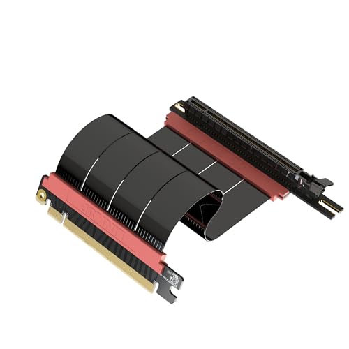 Image of LINKUP - AVA5 PCIE 5.0 Riser Cable (Open Box) | RTX5090 RX9070 GPU Ready | x16 128GB /s Speed | Compatible with PCIe 4.0 & WRX80 /WRX90E | Left Angle, Black 15cm (Total Length 19cm)