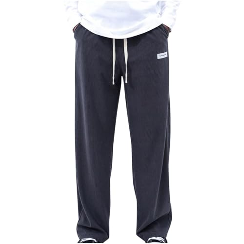 Corduroy Pants Men Relaxed Fit Drawstring Elastic Waist Baggy Chino Pants Wide Wale Pants Twill Slacks with Pockets2