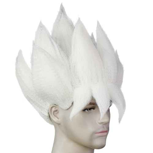 BESTBEL White Spiky Wig for Man Short White Cosplay Wig Anime Funny wigs