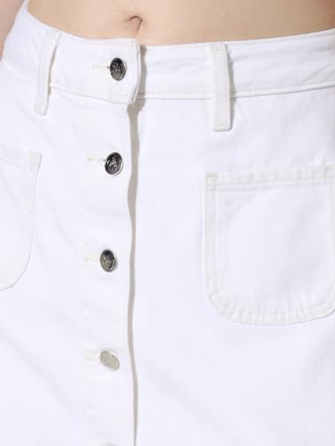 Image of ONLY Button Down Detailing High Rise Denim Mini Skorts