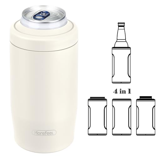 Image of Morefeel 4-in-1 Insulated Can Cooler for 12 oz Cans & Bottles | 304 Stainless Steel Can Holder Fits 12 Oz Slim Cans, Standard Cans, Beer Bottles & Works as A Open Cup; Dishwasher Safe