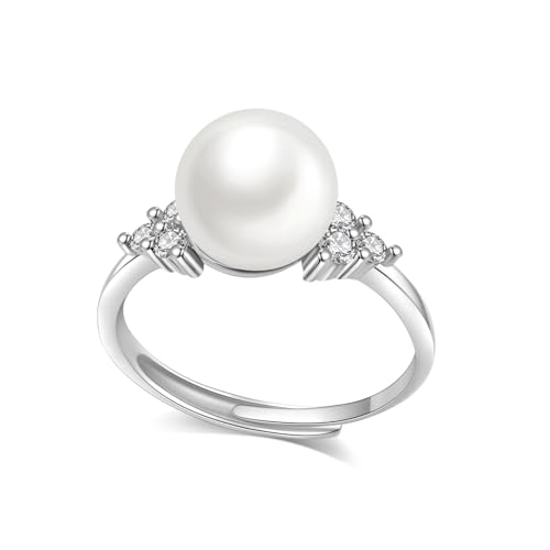 la luen Real Pearl Ring,Natural Freshwater Adjustable Open Pearl Ring Bridesmaid Wedding Bride Handmade Jewelry Gifts for Women Everyday Wear