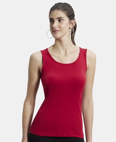 Image of Jockey A113 Women's Super Combed Cotton Rib Fabric Slim Fit Solid Tank Top
