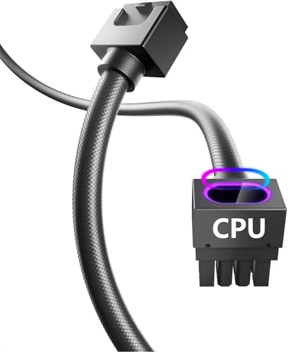 Image of AsiaHorse Hydrus 8-Pin CPU Extension Cable [FOR CPU ONLY], EPS 12V Power Cable (NOT FOR GPU), 18AWG Sleeved, 5V 3-Pin ARGB Sync - Black