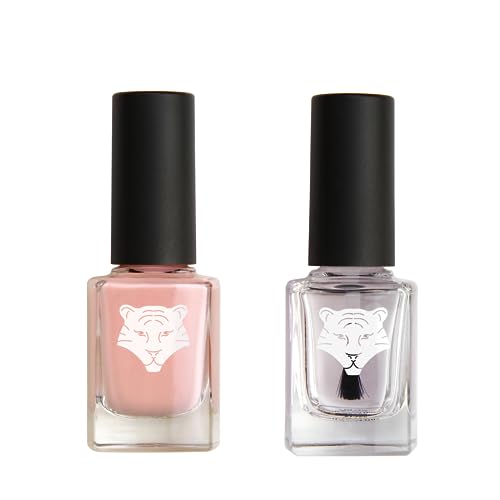 ALL TIGERS - Lot de 2 vernis - Base & Top Coat transparent et Rose Pétale 102 - Vernis à Ongles Vegan - Ingrédients Naturels & Bio-sourcés - Brillance & longue tenue - 2x11ml…
