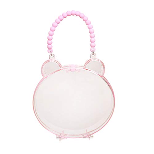 TOPBATHY Clear Tote Bag Round Shaped Plastic Transparent Handbag Jewelry Organizer Box