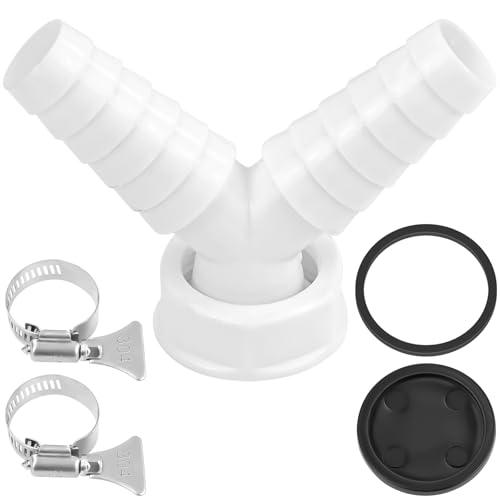 CONJURAIDE Abfluss Waschmaschine Doppelanschluss 1 Zoll Y Stück Adapter Doppelanschluss Waschmaschine Trockner Anschluss Abfluss Adapter Waschmaschinenanschluss Abwasser mit 2 Schlauchschellen