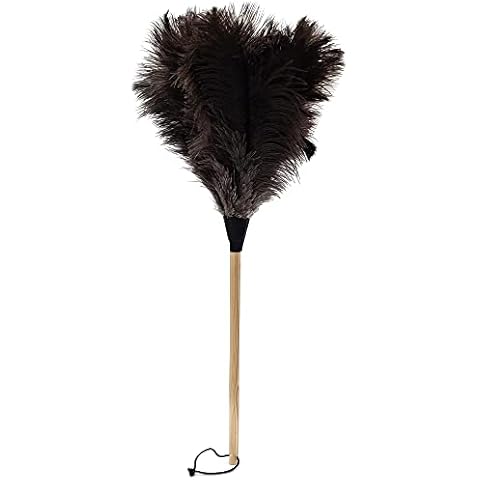 Straußenwedel, 70 cm, mit hellem Griff und dunklen Federkopf Cover