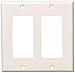 Leviton 80409-NW 2-Gang Decora/GFCI Device Decora Wallplate, Standard Size, White, 25-Pack