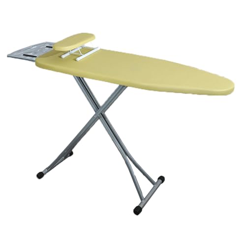 Extra Wide Ironing Board, 44"×15"×29-33" Deluxe Iron Board with Sturdy Steel Frame and Legs for Easy Storage, Adjustable Height (Color : Yellow)