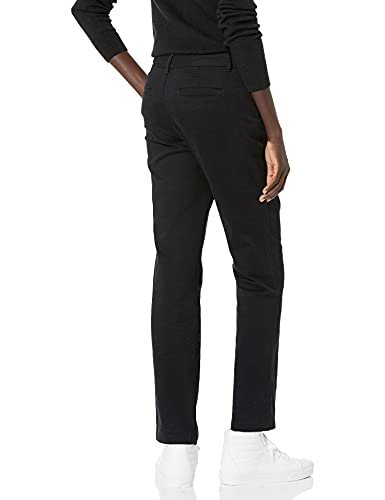 Amazon Essentials Damen-Chinohose, schmale Passform, gerades Bein, Stretch-Twill, Schwarz, Größe 44