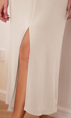 Image of ODODOS Modal Soft Front Split Midi Dress for Women, V Neck Sleeveless Casual Summer Tank Dress
