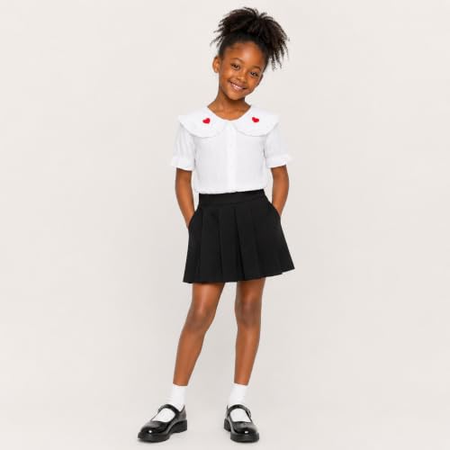 Image of Mud Kingdom Little Girls Peter Pan Collar Blouse Cotton Short Sleeve Button Up