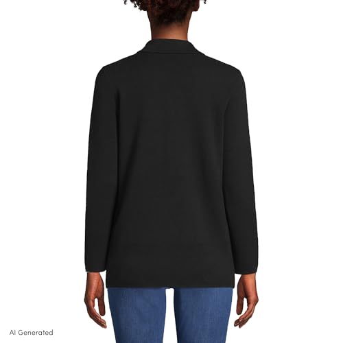 Image of Lands' End Women's Fine Gauge Cotton Button Front Blazer Sweater