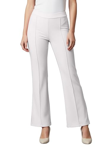 Image of Mehrang Cotton Blend Bootcut Parallel Trouser Pants for Women Regular Fit, Bellbottom Straight Pants for Womens