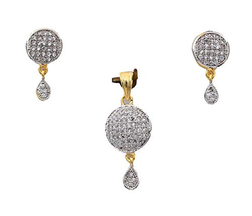 Juego de colgante y pendientes modernos con circonitas cúbicas el regalo ideal de mujer
