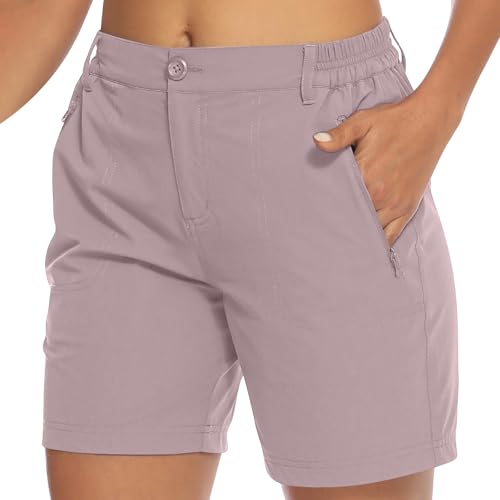 Women's Summer Hiking Cargo Shorts with Pockets Casual Lightweight Work Golf Short Pants Outdoor Active Joggers(Purple,X-Large)